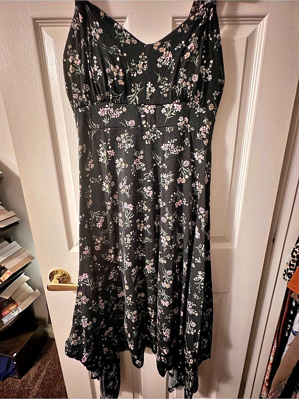 Derek Heart Floral Midi Dress Black & Pink Like New